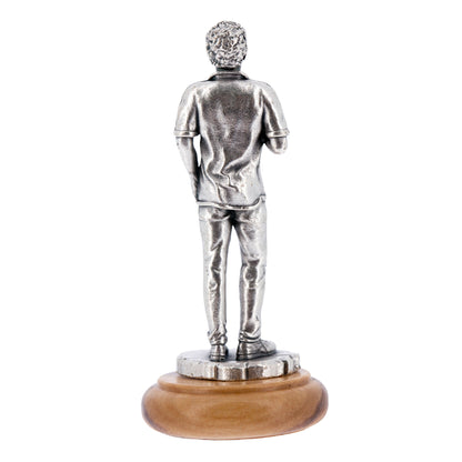 Statua San Carlo Acutis in metallo argentato e base in legno d'ulivo. Altezza 6,5 cm
