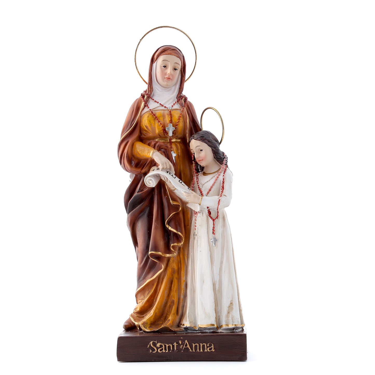 Statua Sant'Anna con Maria in resina. Altezza 21 cm