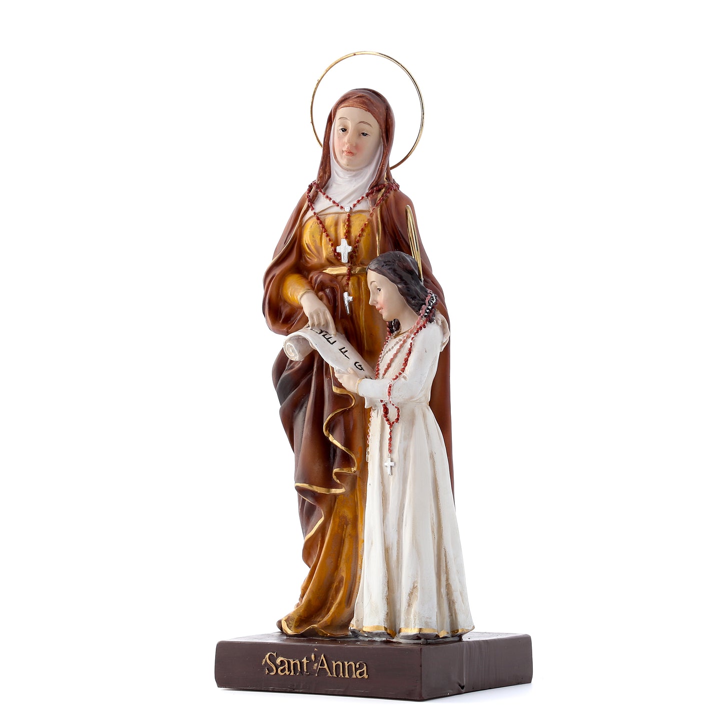 Statua Sant'Anna con Maria in resina. Altezza 21 cm