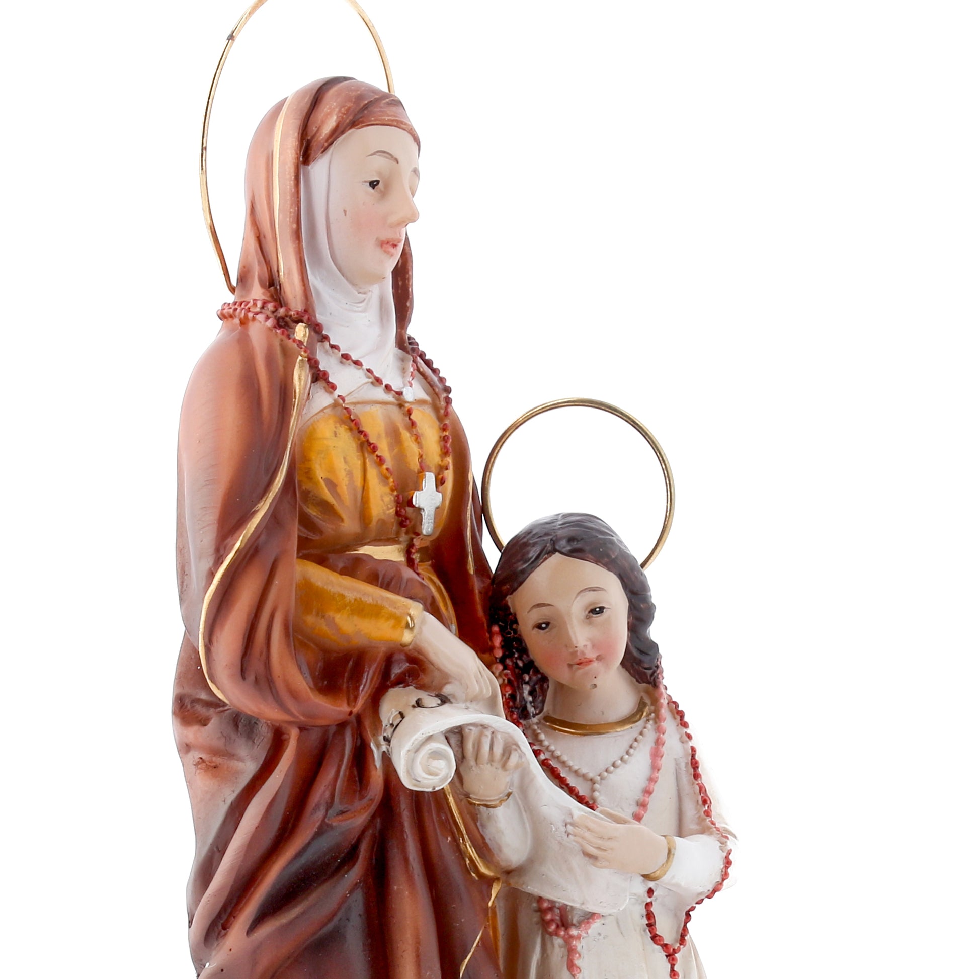 Statua Sant'Anna con Maria in resina. Altezza 21 cm