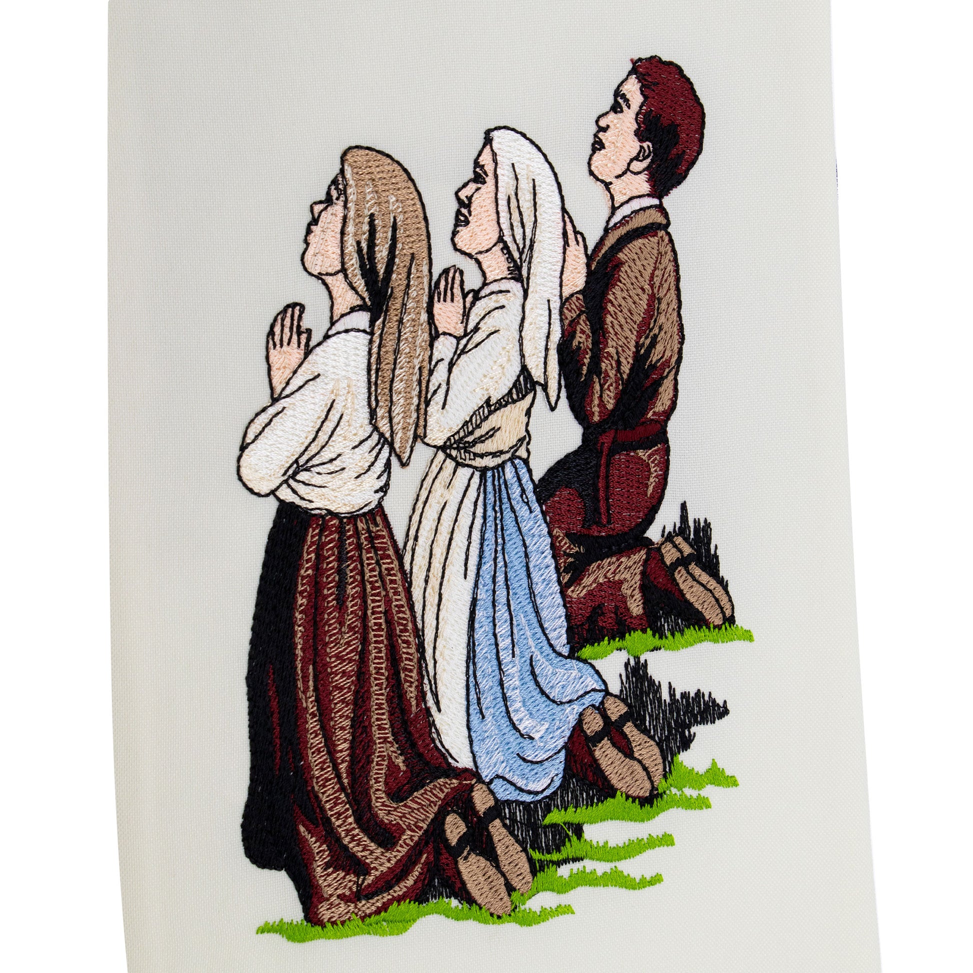 Stola avorio in poliestere con ricamo Madonna di Fatima