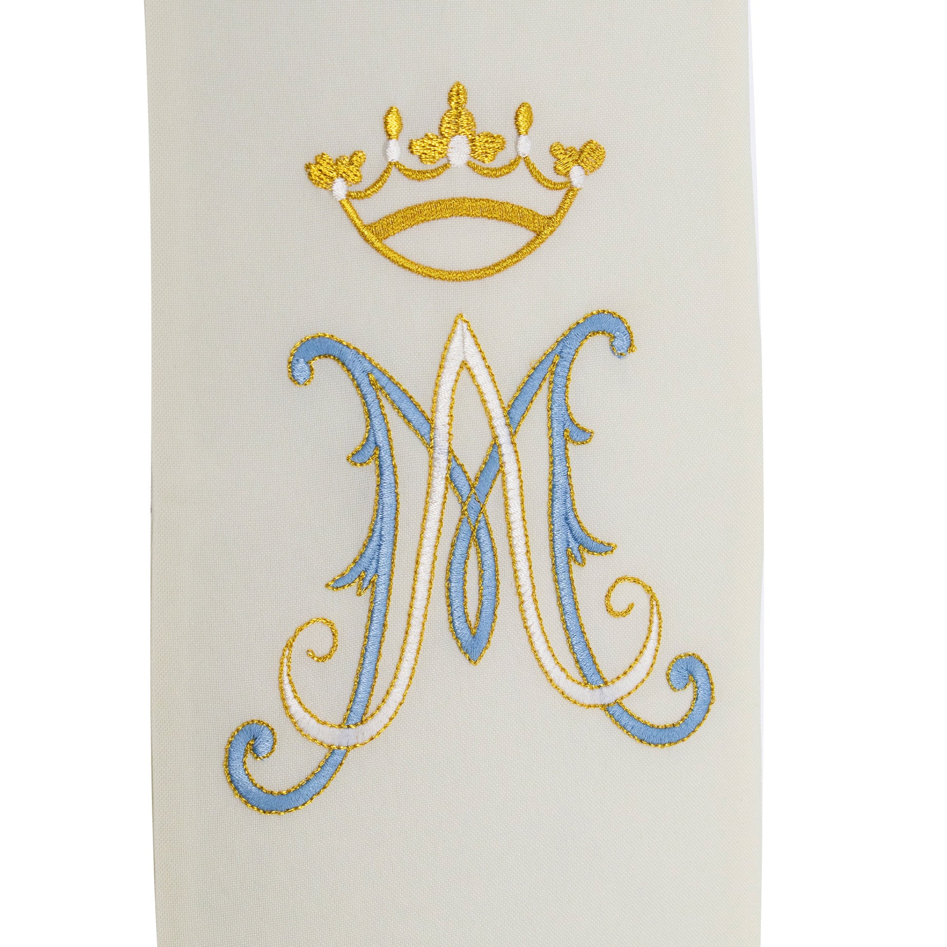 Stola avorio in poliestere con ricamo Madonna di Fatima