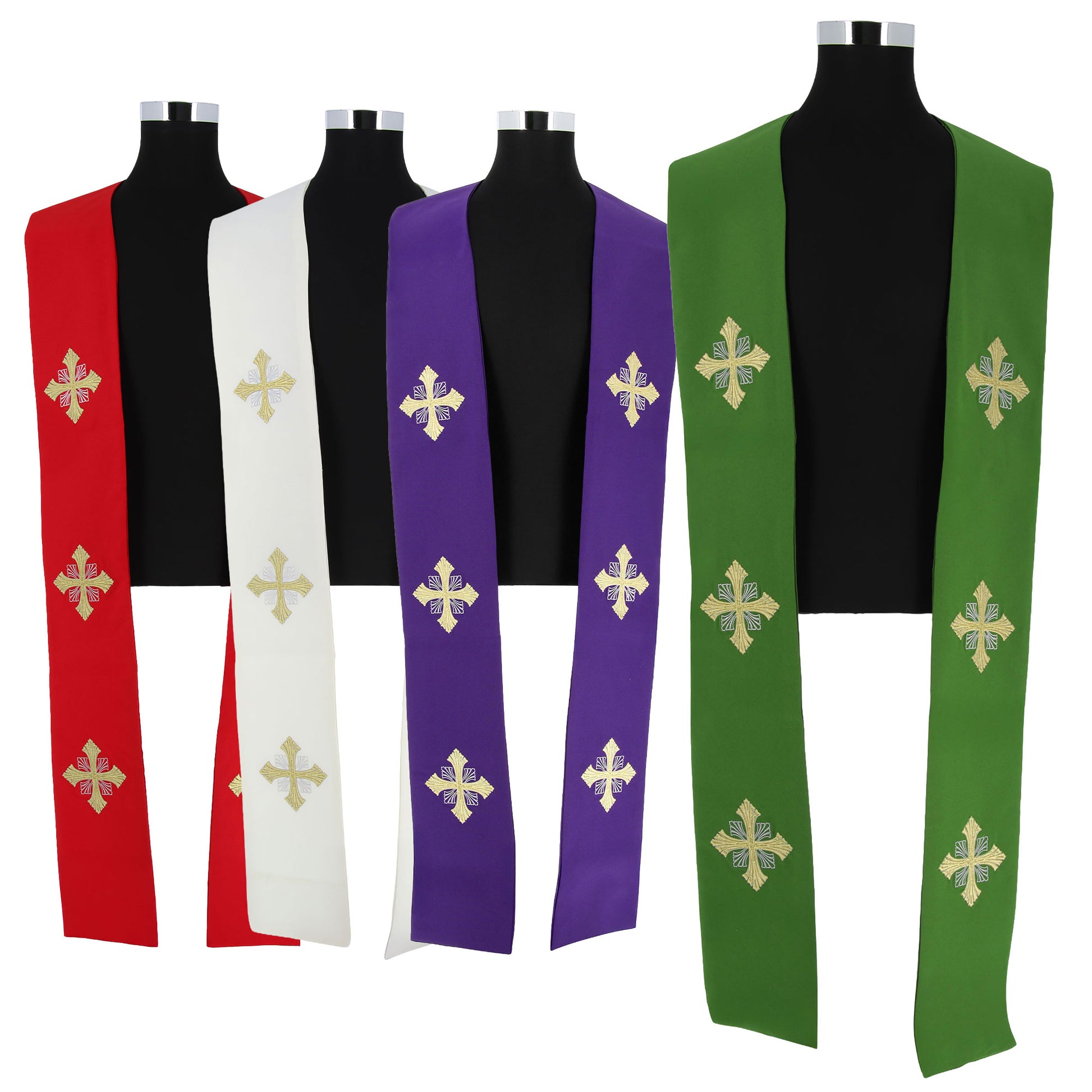 Stola sacerdotale con ricamo croci dorate