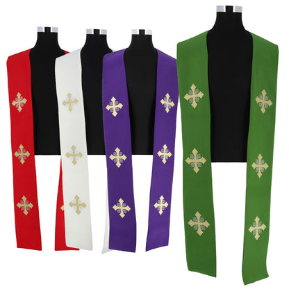 Stola sacerdotale con ricamo croci dorate