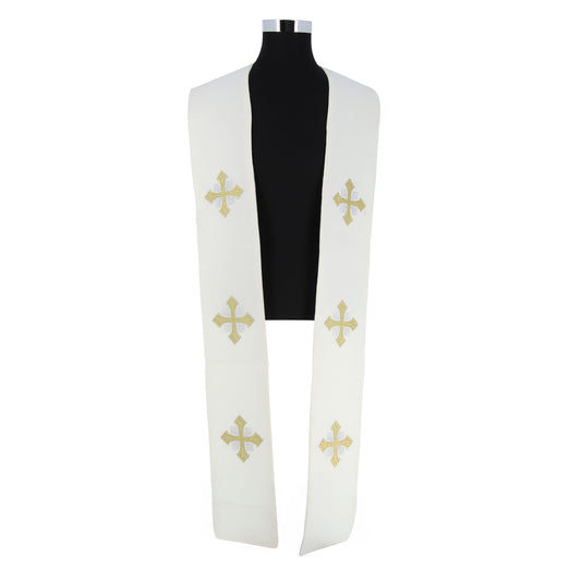 Stola sacerdotale con ricamo croci dorate