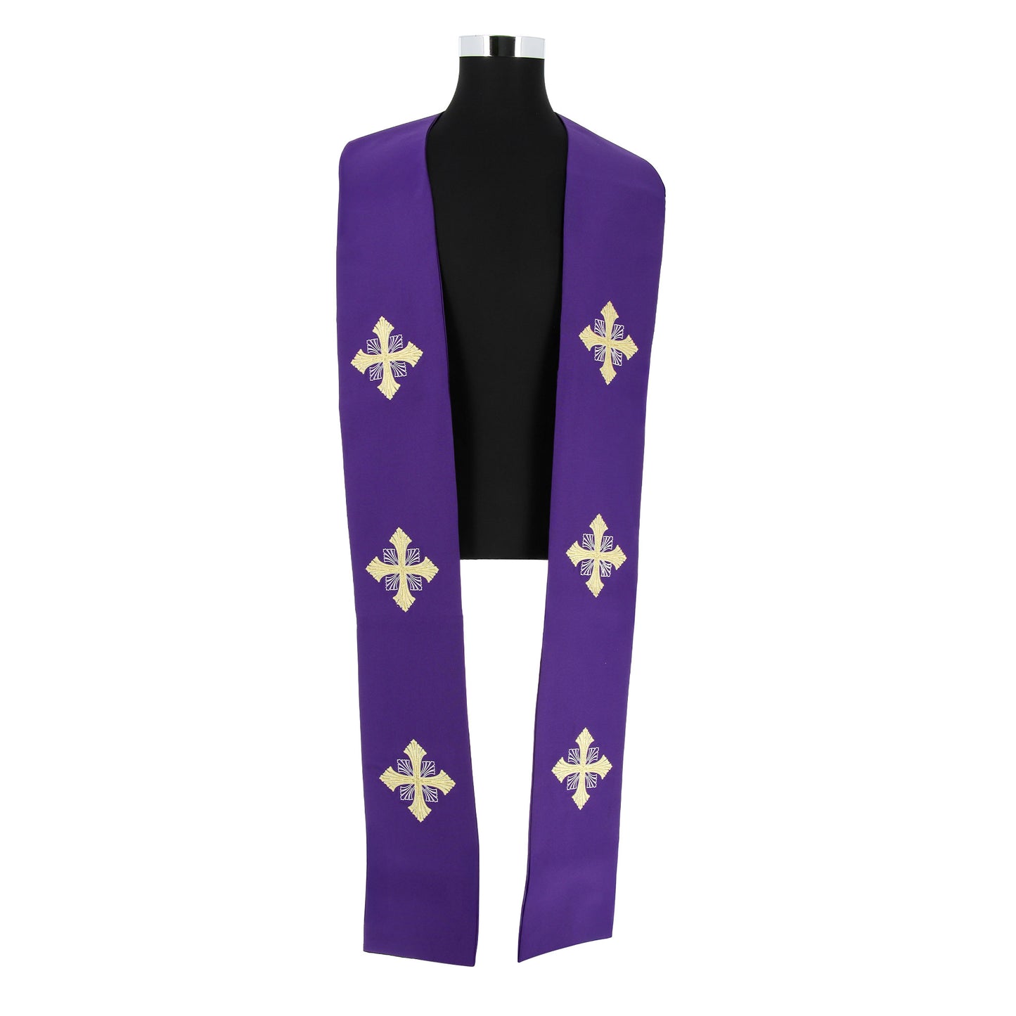 Stola sacerdotale con ricamo croci dorate