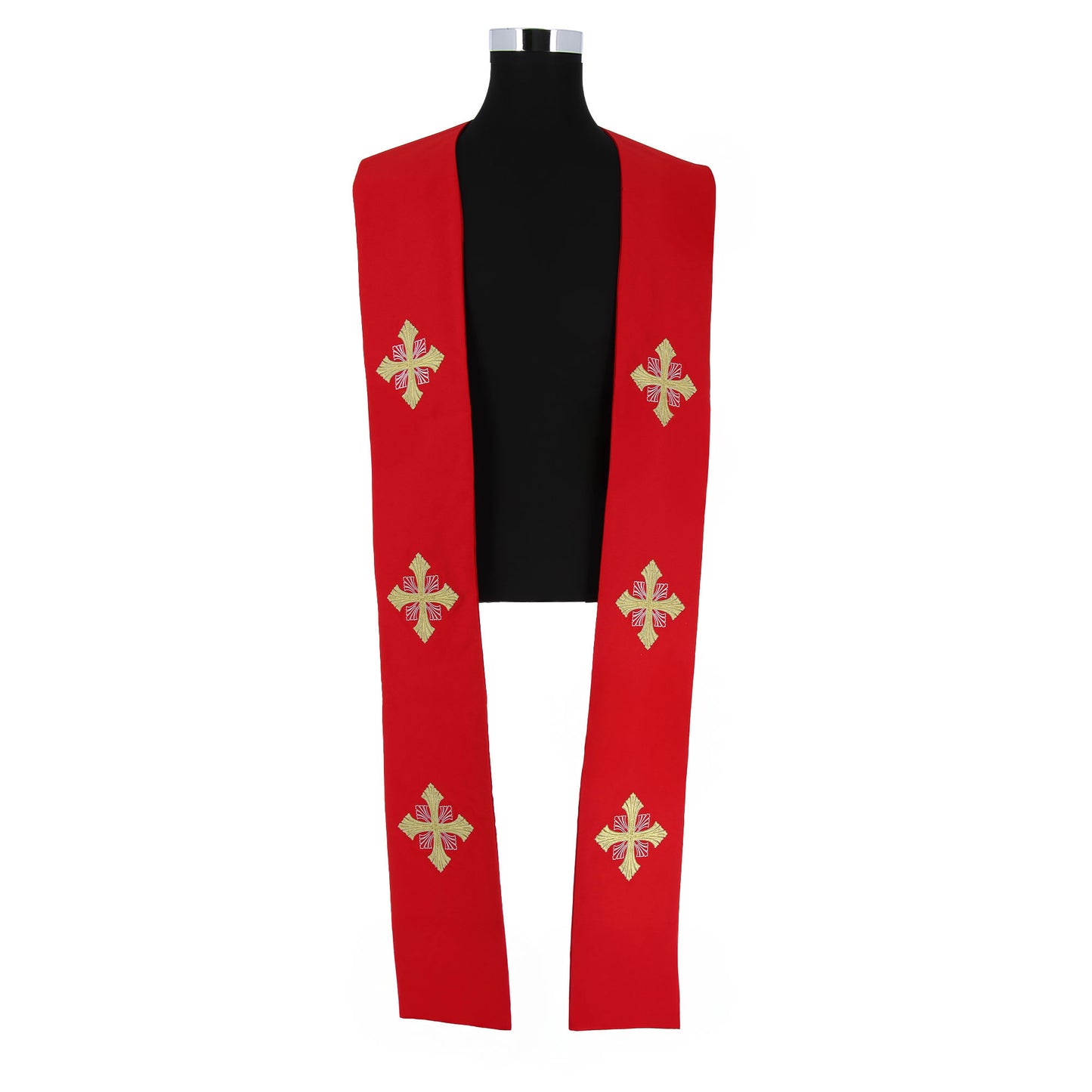 Stola sacerdotale con ricamo croci dorate