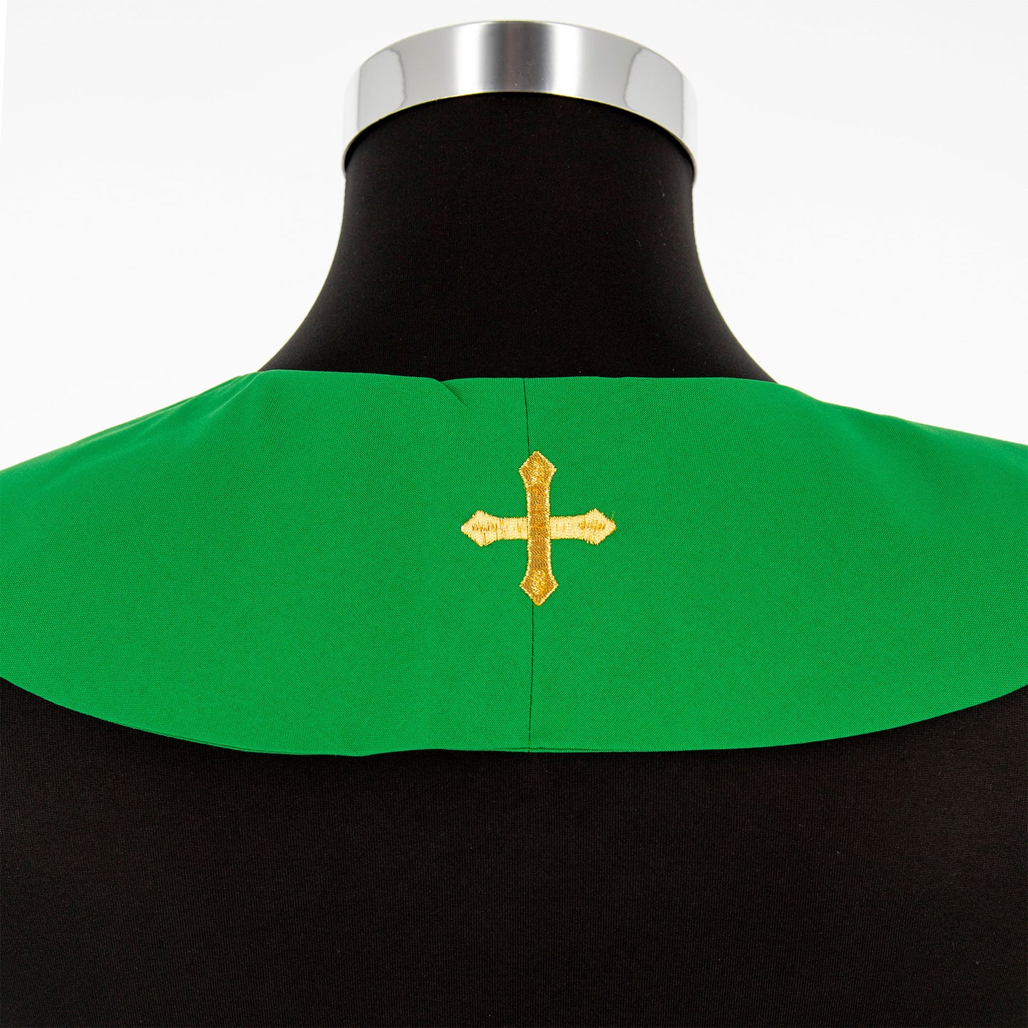 Stola sacerdotale con ricamo croce argentata e spighe
