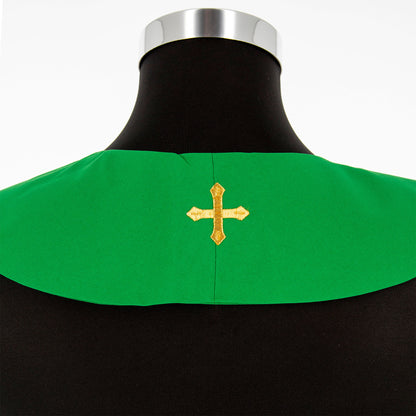 Stola sacerdotale con ricamo croce argentata e spighe
