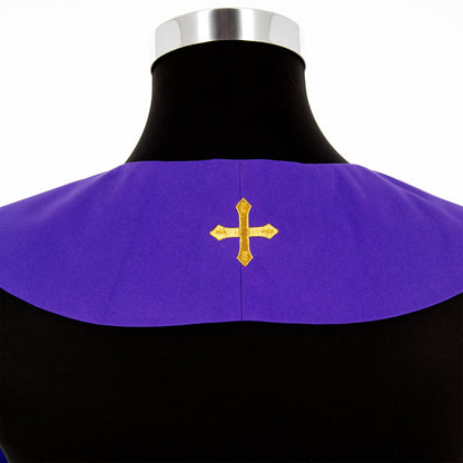 Stola sacerdotale con ricamo croce e pesci dorato e argentato