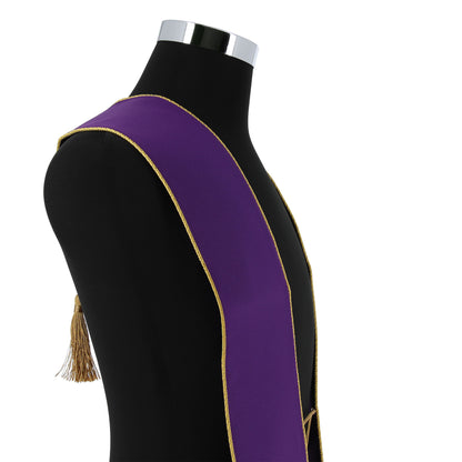 Stola sacerdotale con croci in velluto applicate tramite ricamo diretto su tessuto poliestere