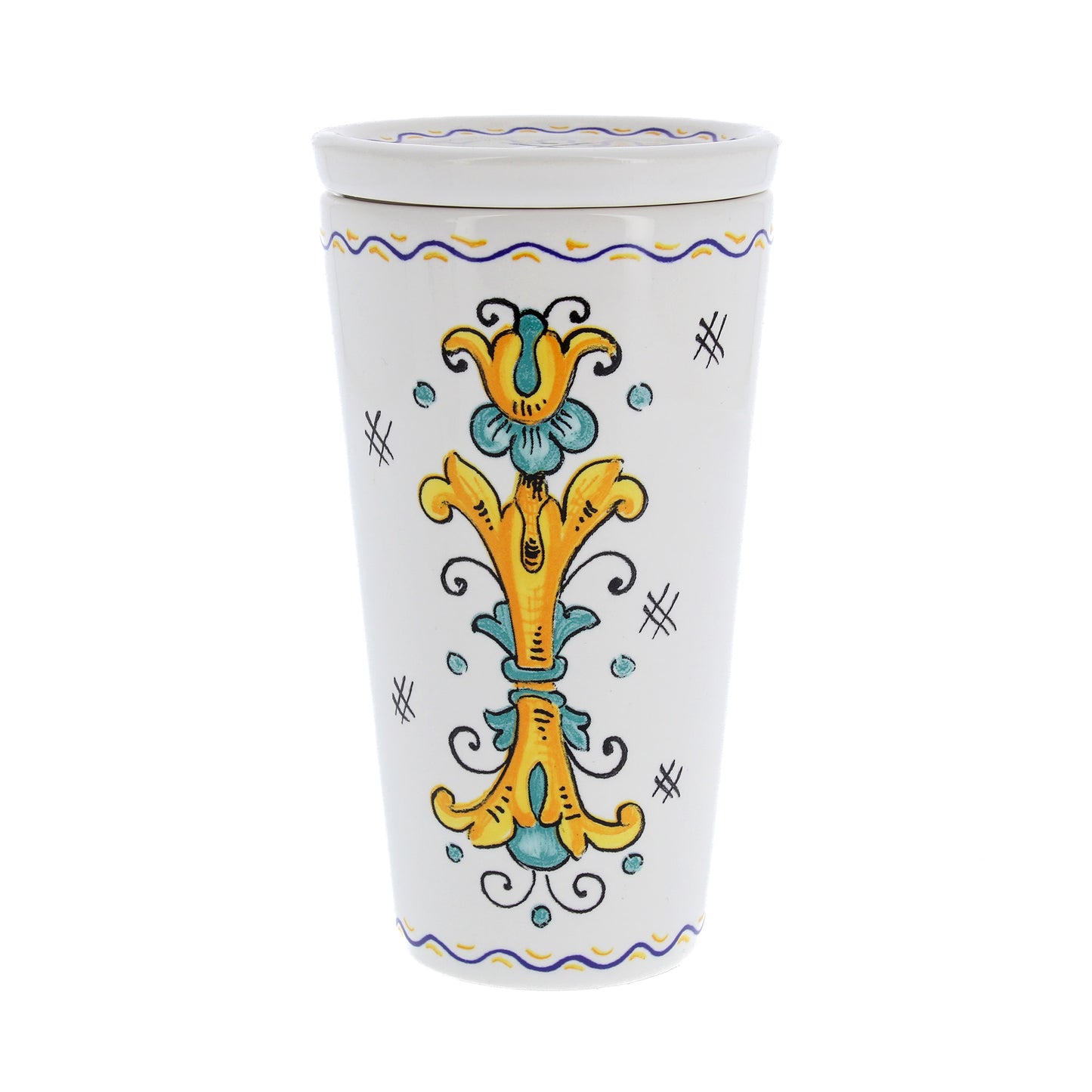 Bicchiere in ceramica completo di coperchio