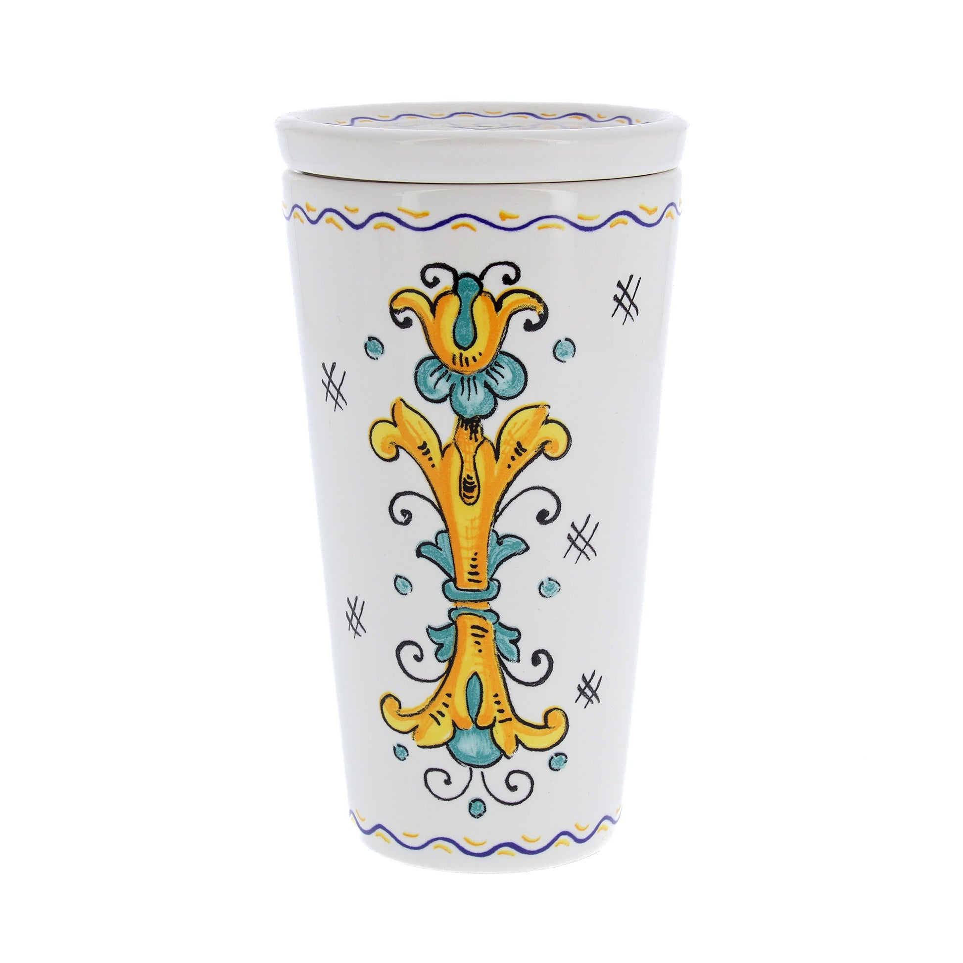 Bicchiere in ceramica completo di coperchio