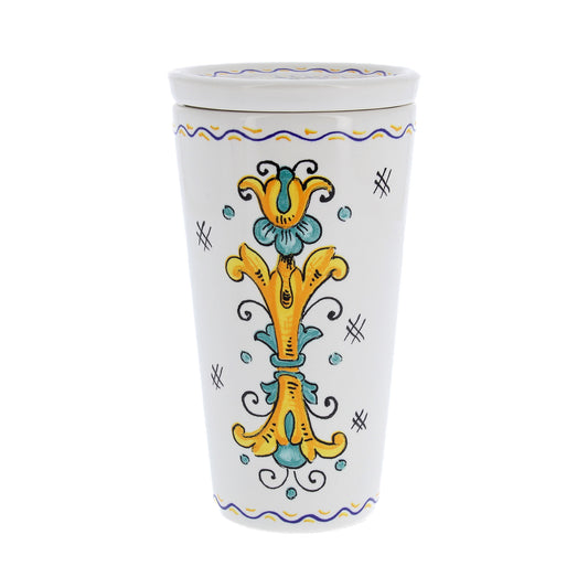 Bicchiere in ceramica completo di coperchio