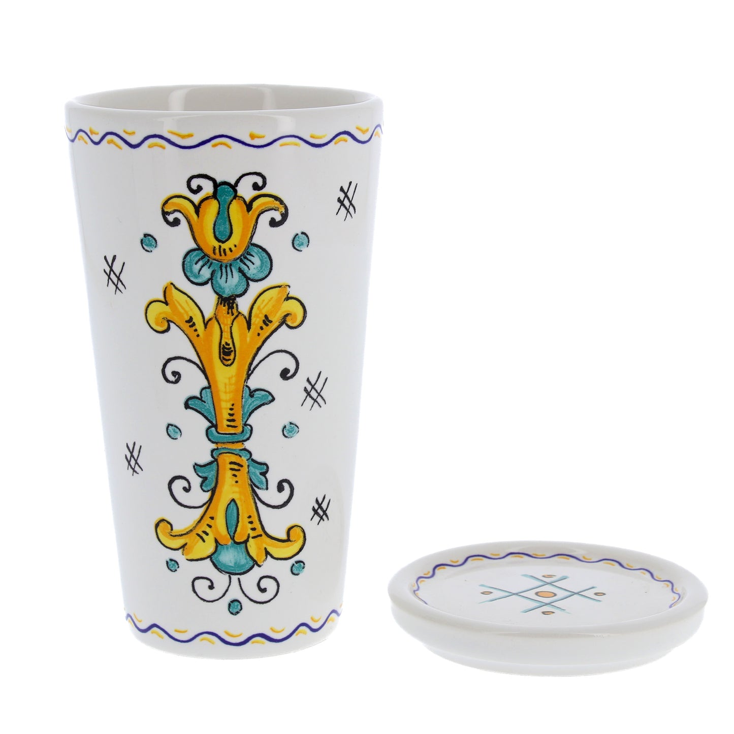 Bicchiere in ceramica completo di coperchio