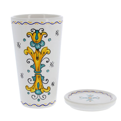 Bicchiere in ceramica completo di coperchio