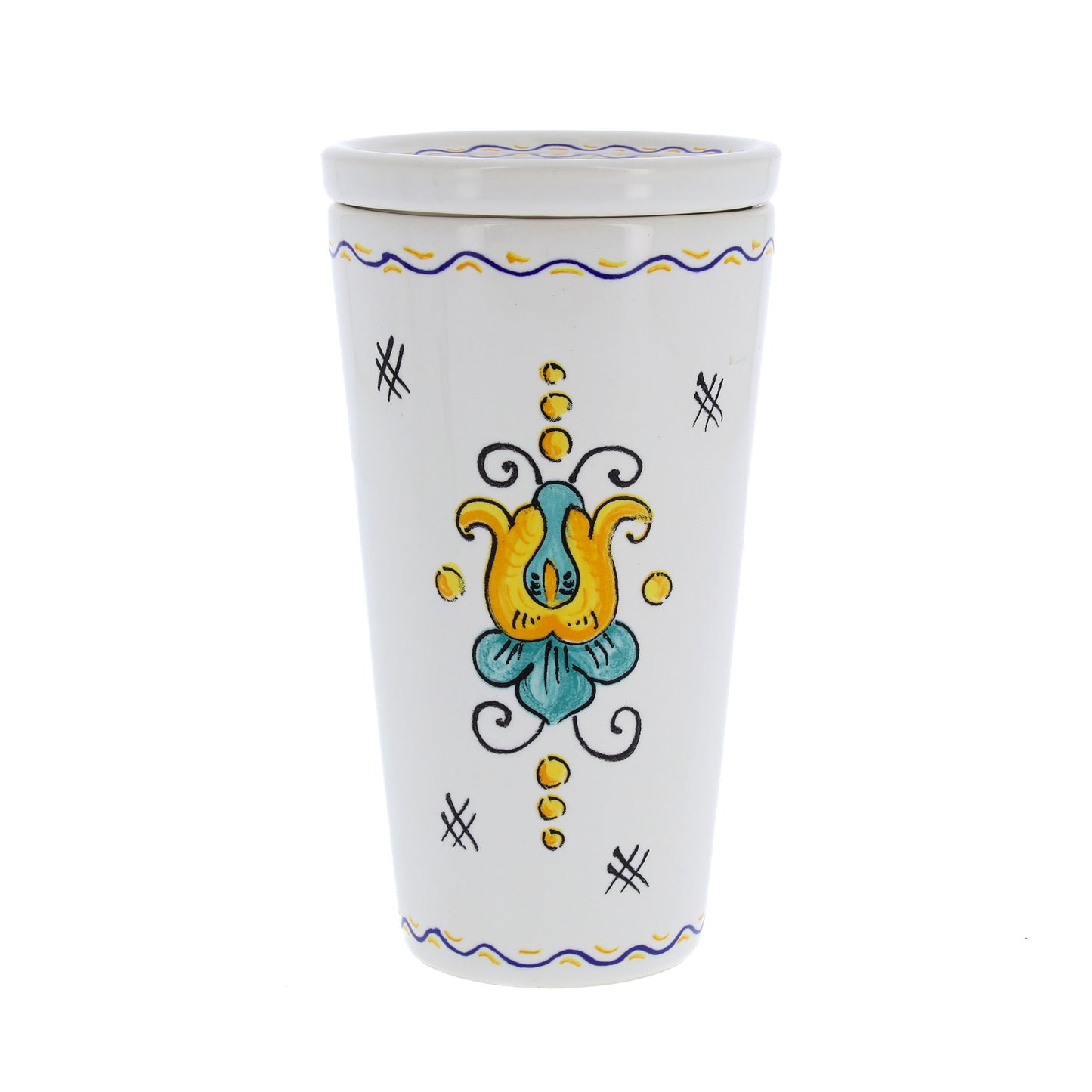 Bicchiere in ceramica completo di coperchio