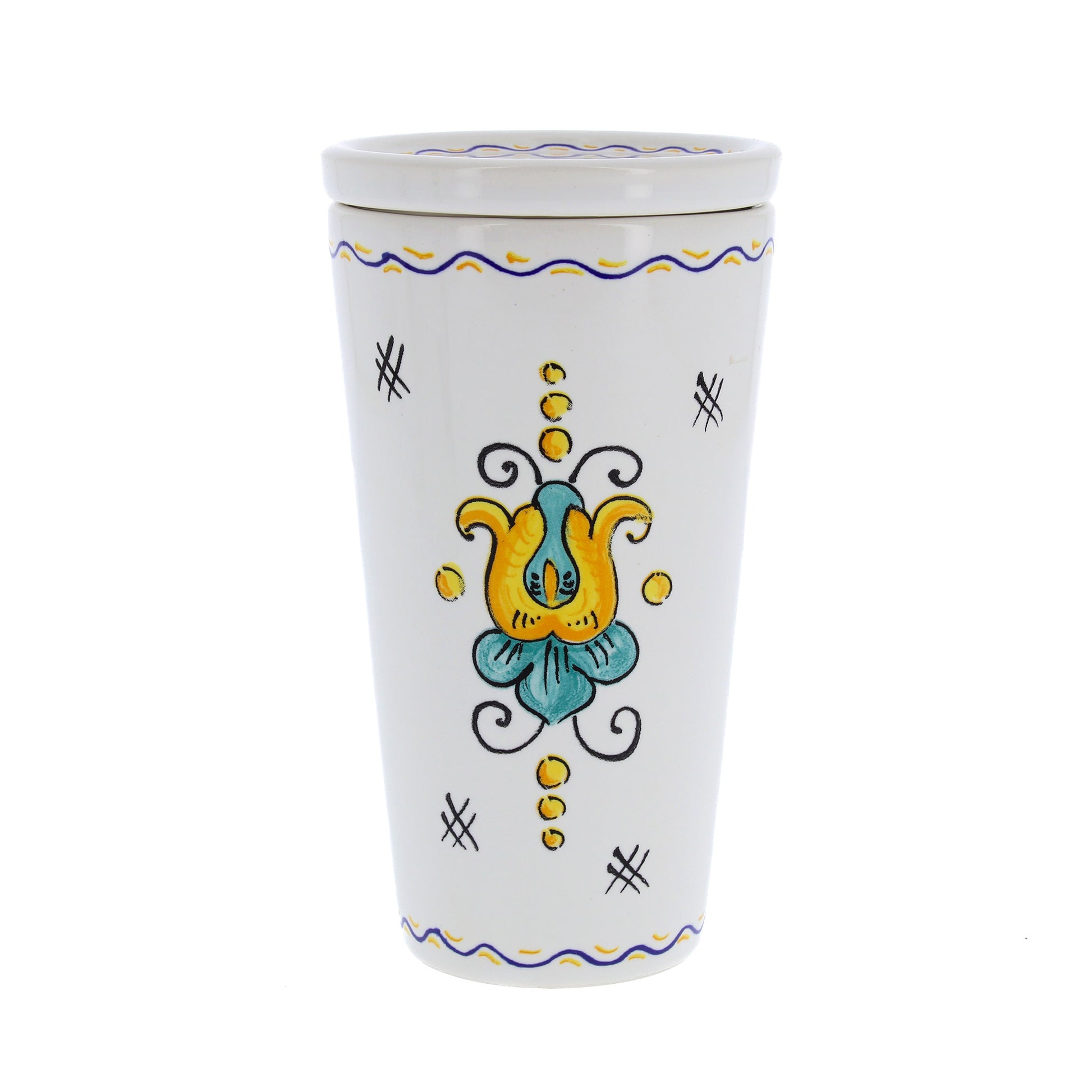 Bicchiere in ceramica completo di coperchio