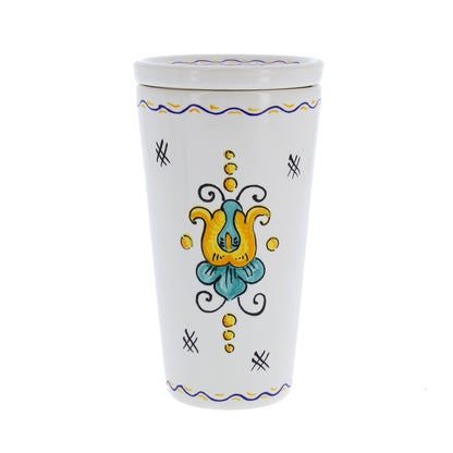 Bicchiere in ceramica completo di coperchio