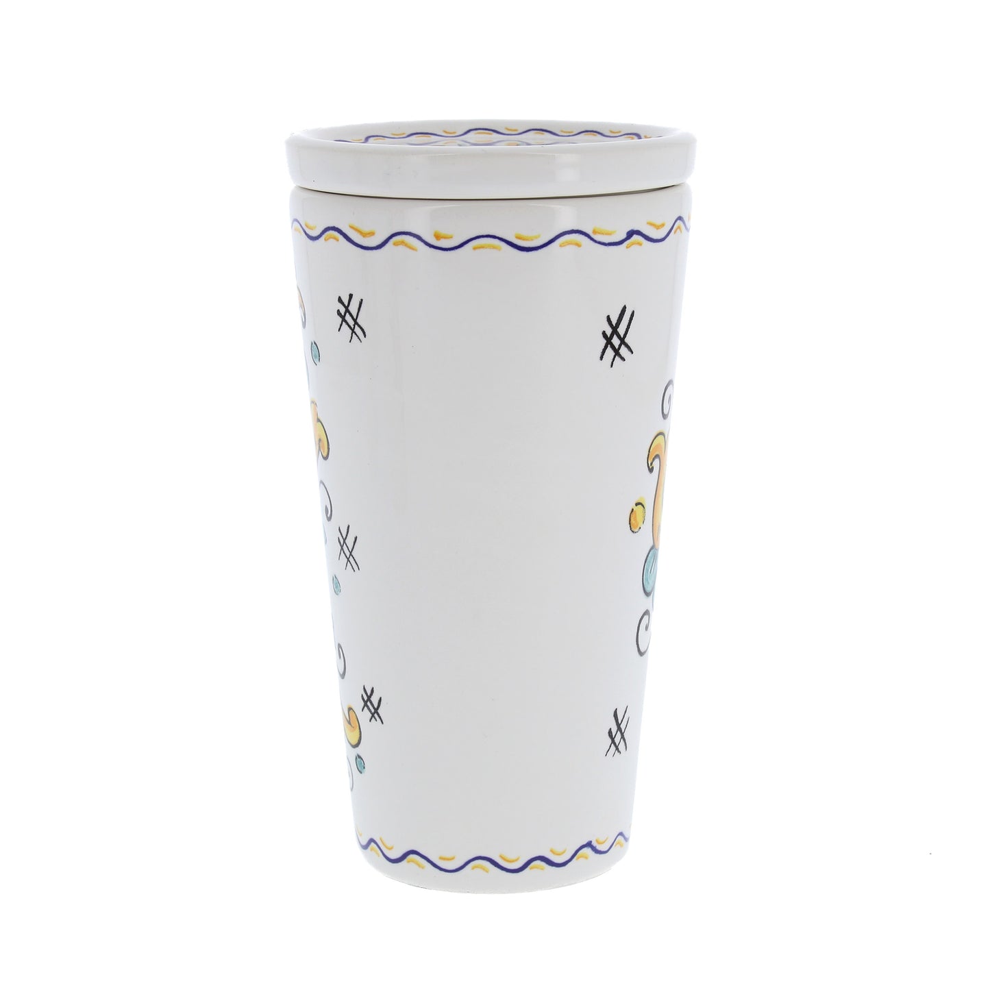 Bicchiere in ceramica completo di coperchio