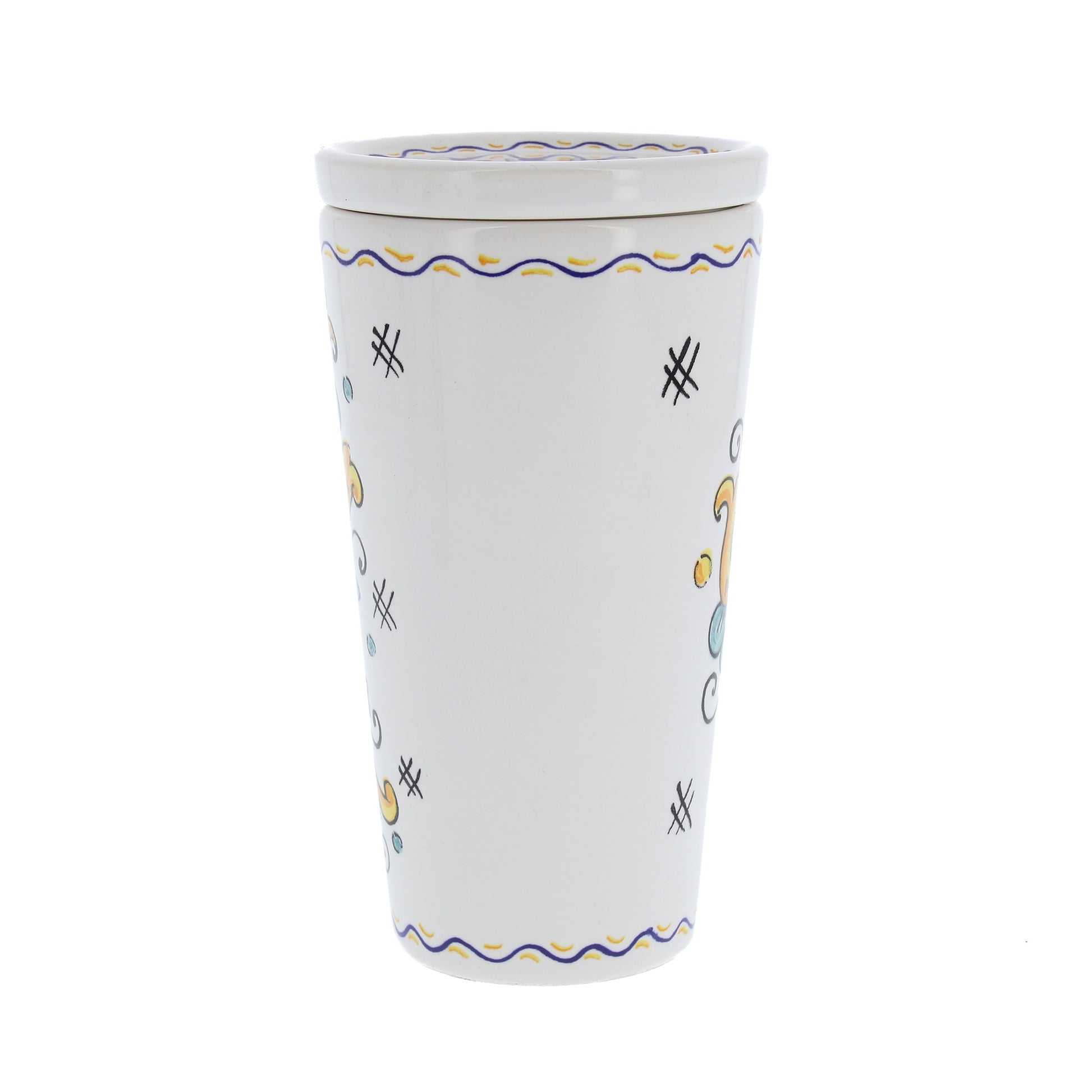 Bicchiere in ceramica completo di coperchio