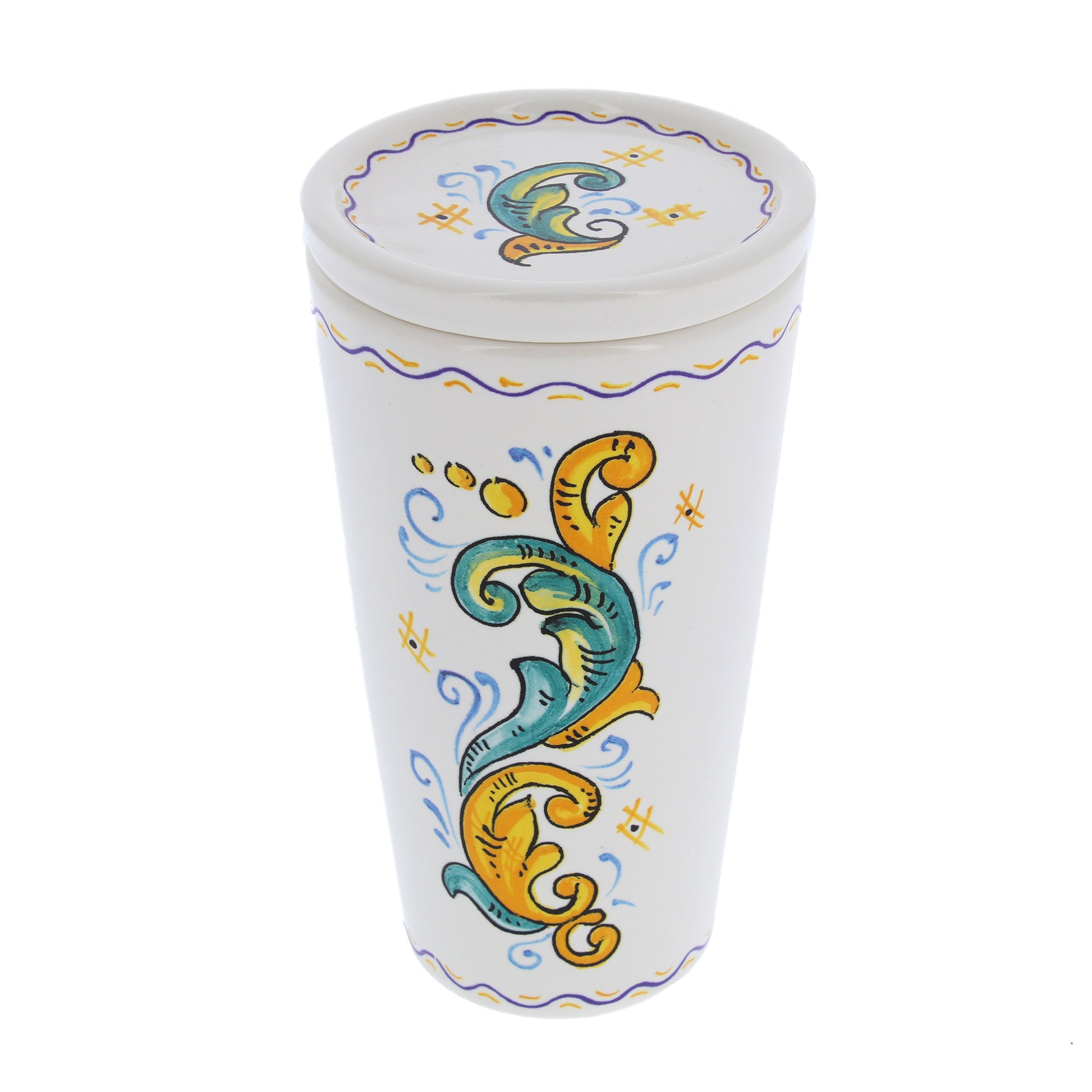 Bicchiere in ceramica completo di coperchio