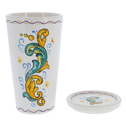 Bicchiere in ceramica completo di coperchio