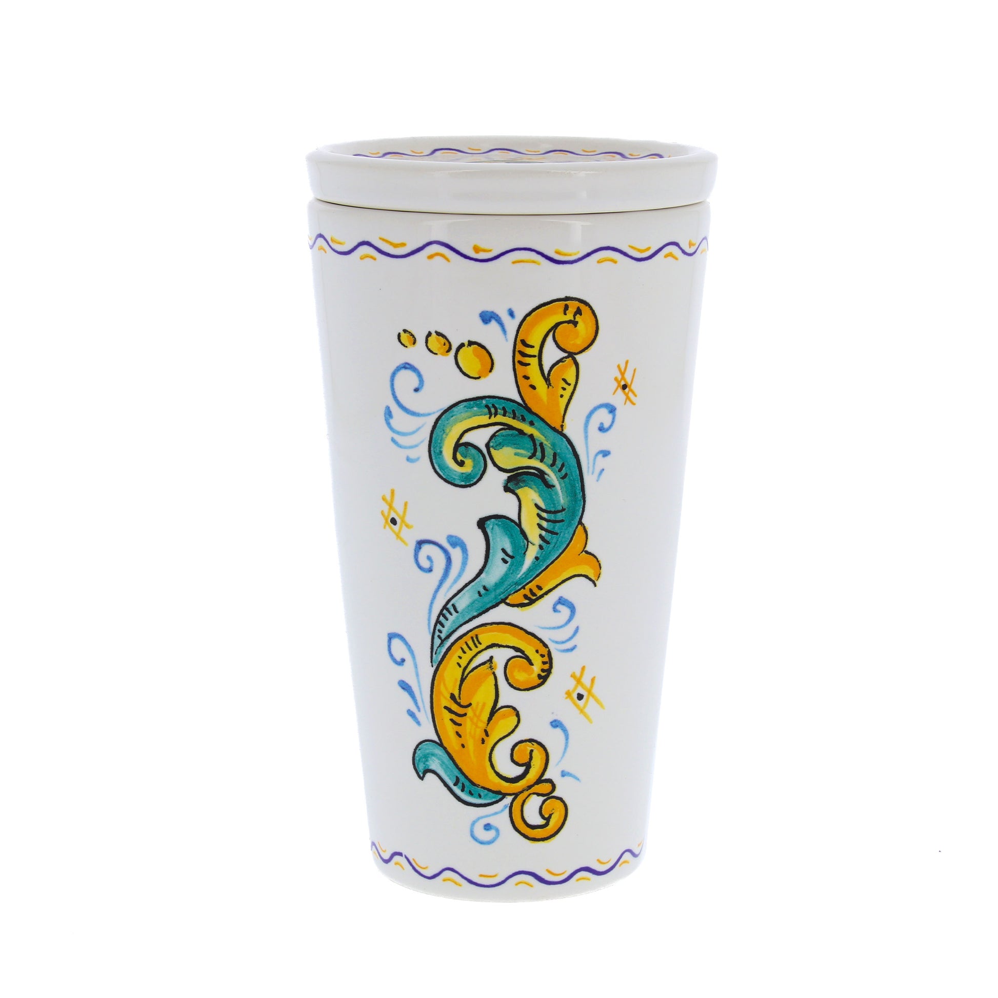 Bicchiere in ceramica completo di coperchio
