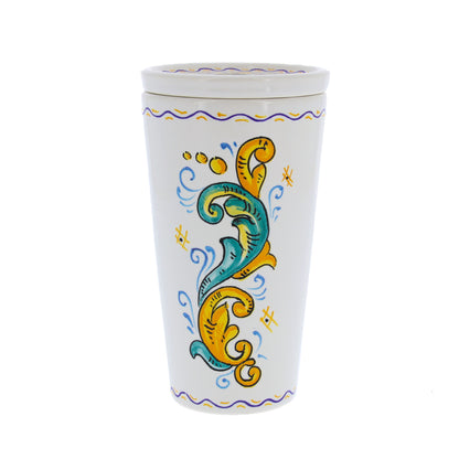 Bicchiere in ceramica completo di coperchio