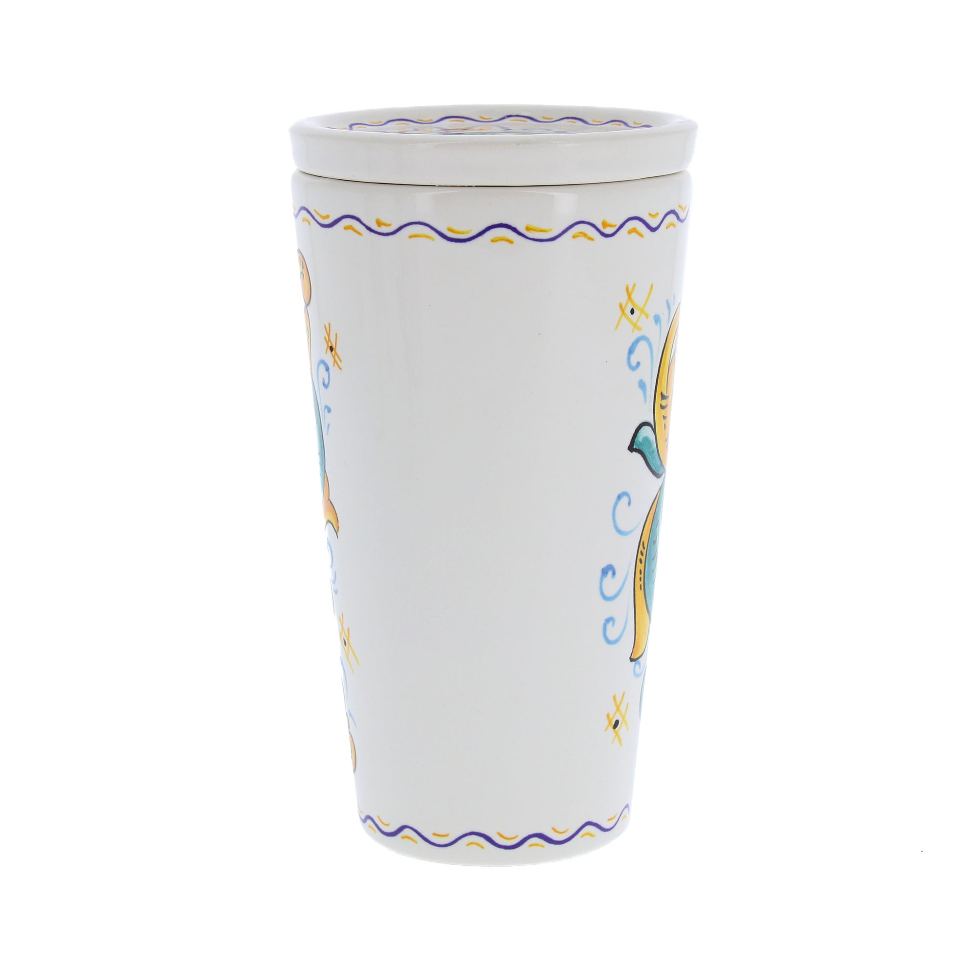 Bicchiere in ceramica completo di coperchio
