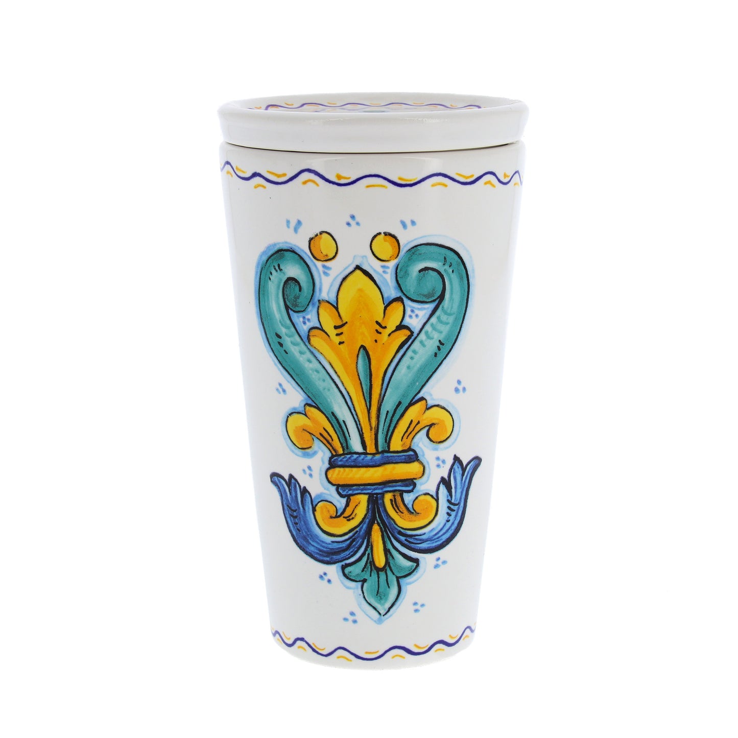 Bicchiere in ceramica completo di coperchio