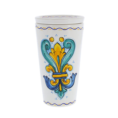 Bicchiere in ceramica completo di coperchio