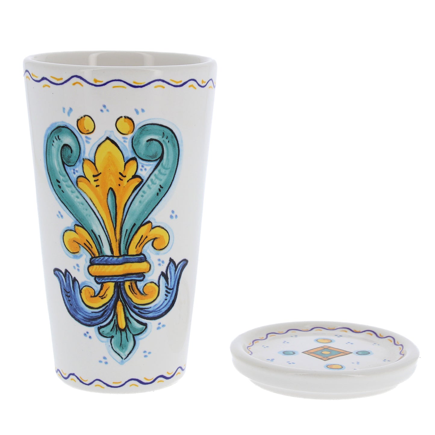 Bicchiere in ceramica completo di coperchio