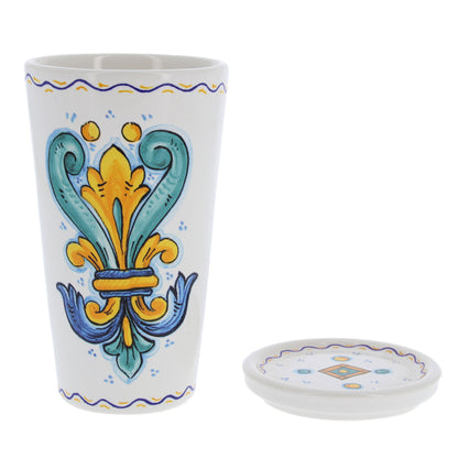 Bicchiere in ceramica completo di coperchio