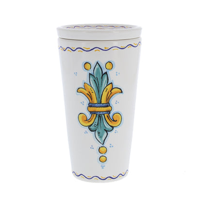 Bicchiere in ceramica completo di coperchio