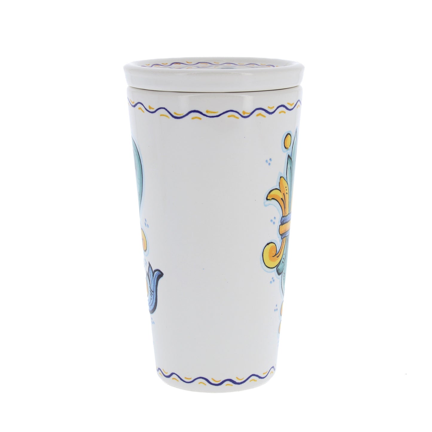 Bicchiere in ceramica completo di coperchio