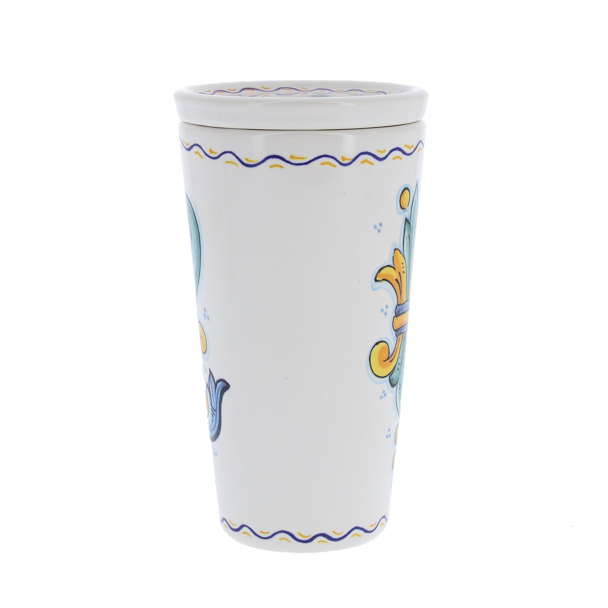 Bicchiere in ceramica completo di coperchio