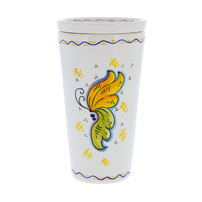 Bicchiere in ceramica completo di coperchio