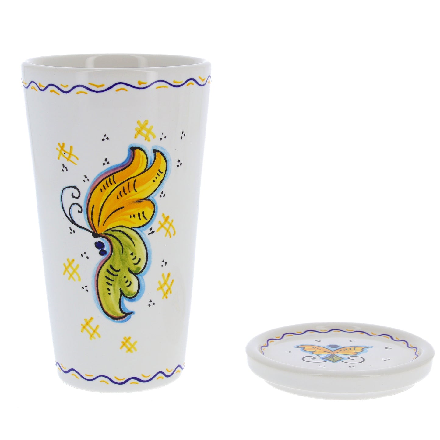 Bicchiere in ceramica completo di coperchio