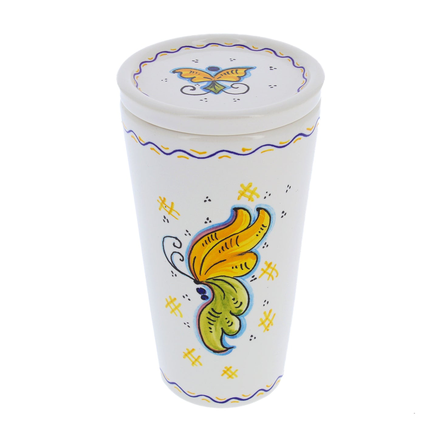 Bicchiere in ceramica completo di coperchio