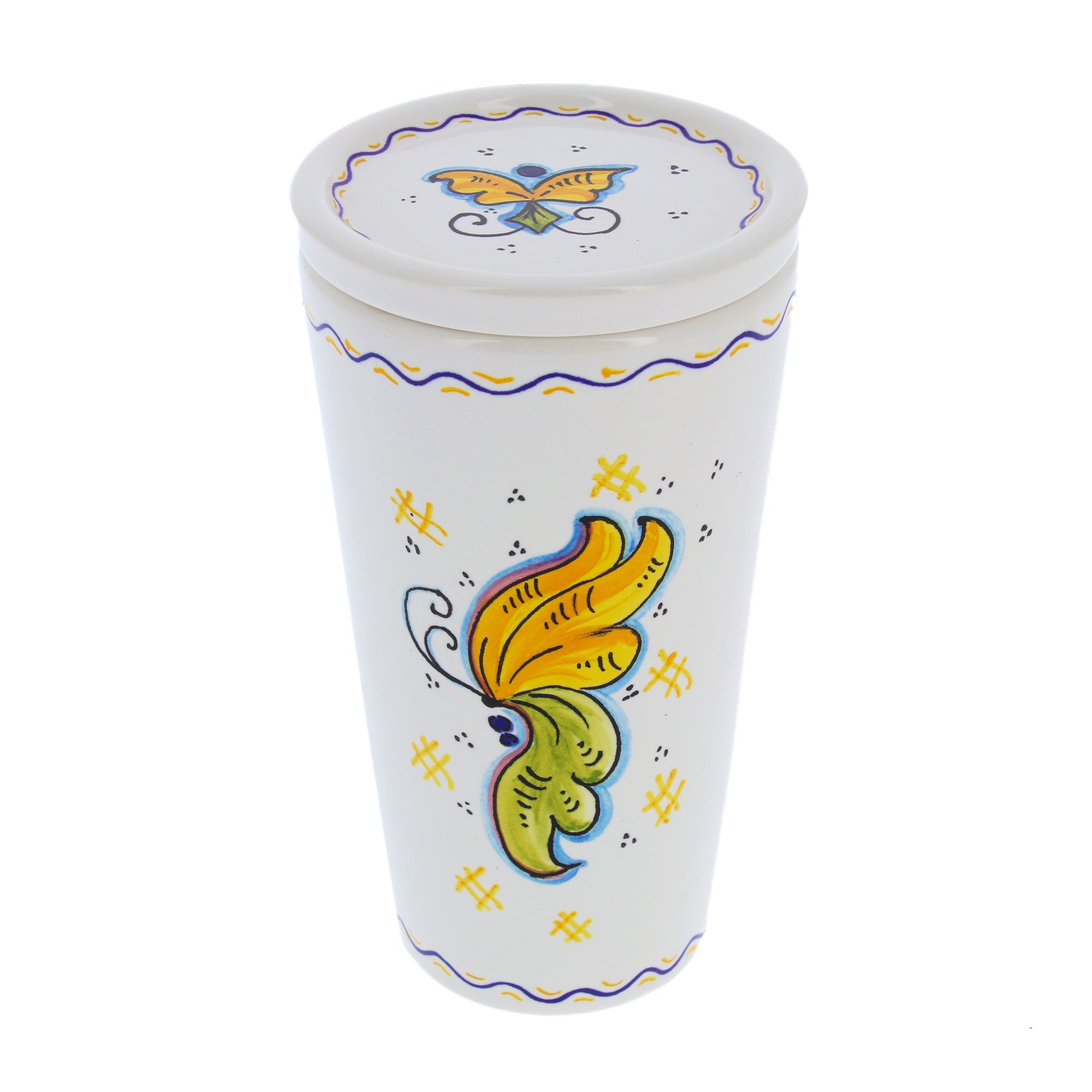 Bicchiere in ceramica completo di coperchio