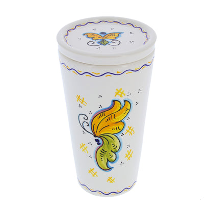 Bicchiere in ceramica completo di coperchio