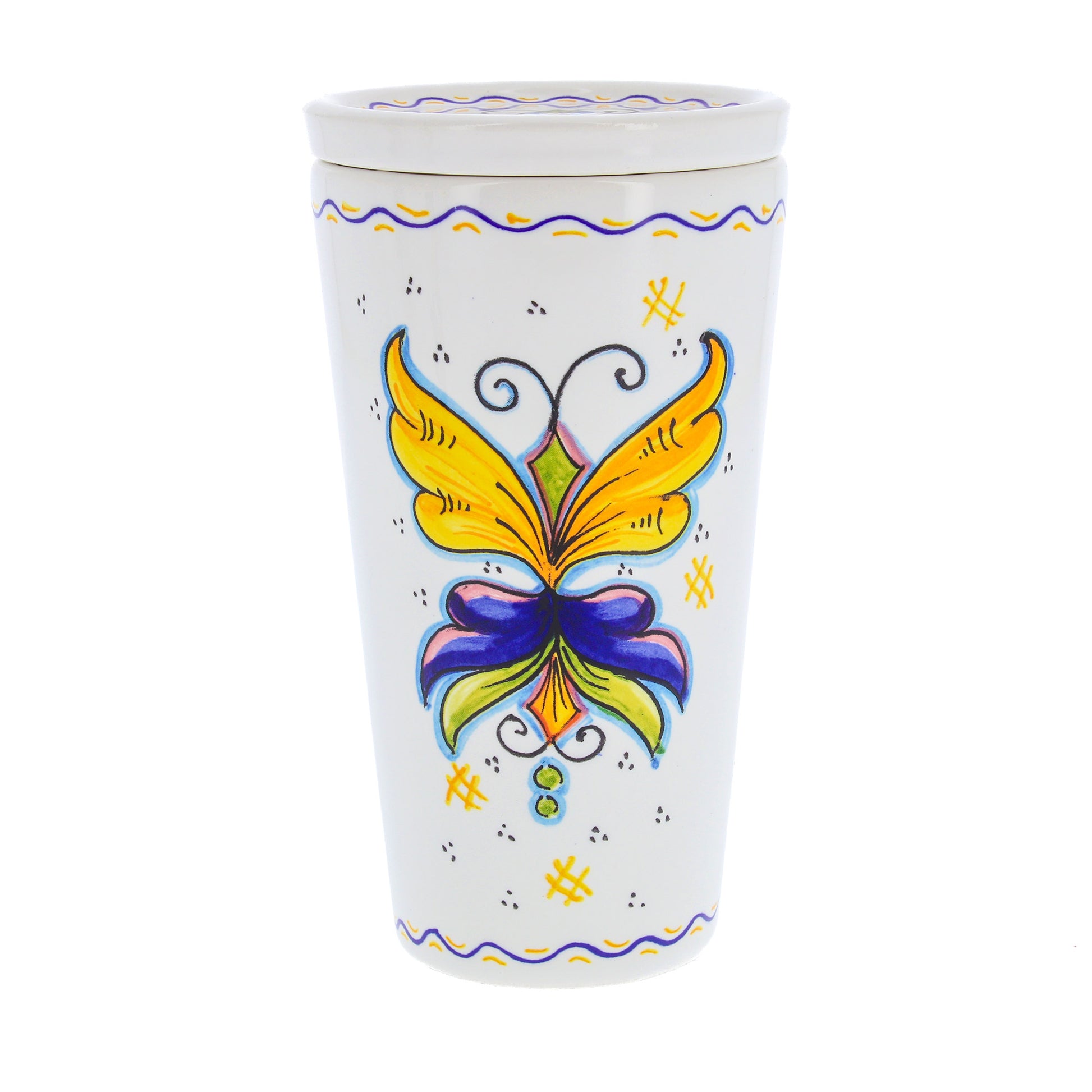 Bicchiere in ceramica completo di coperchio