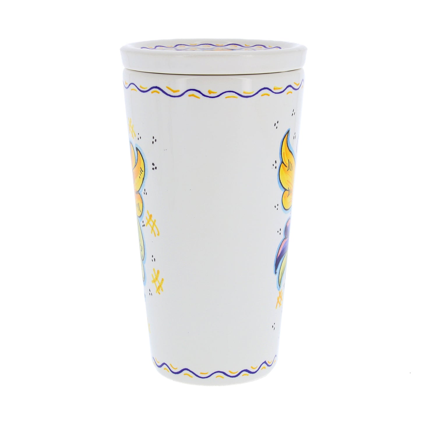 Bicchiere in ceramica completo di coperchio