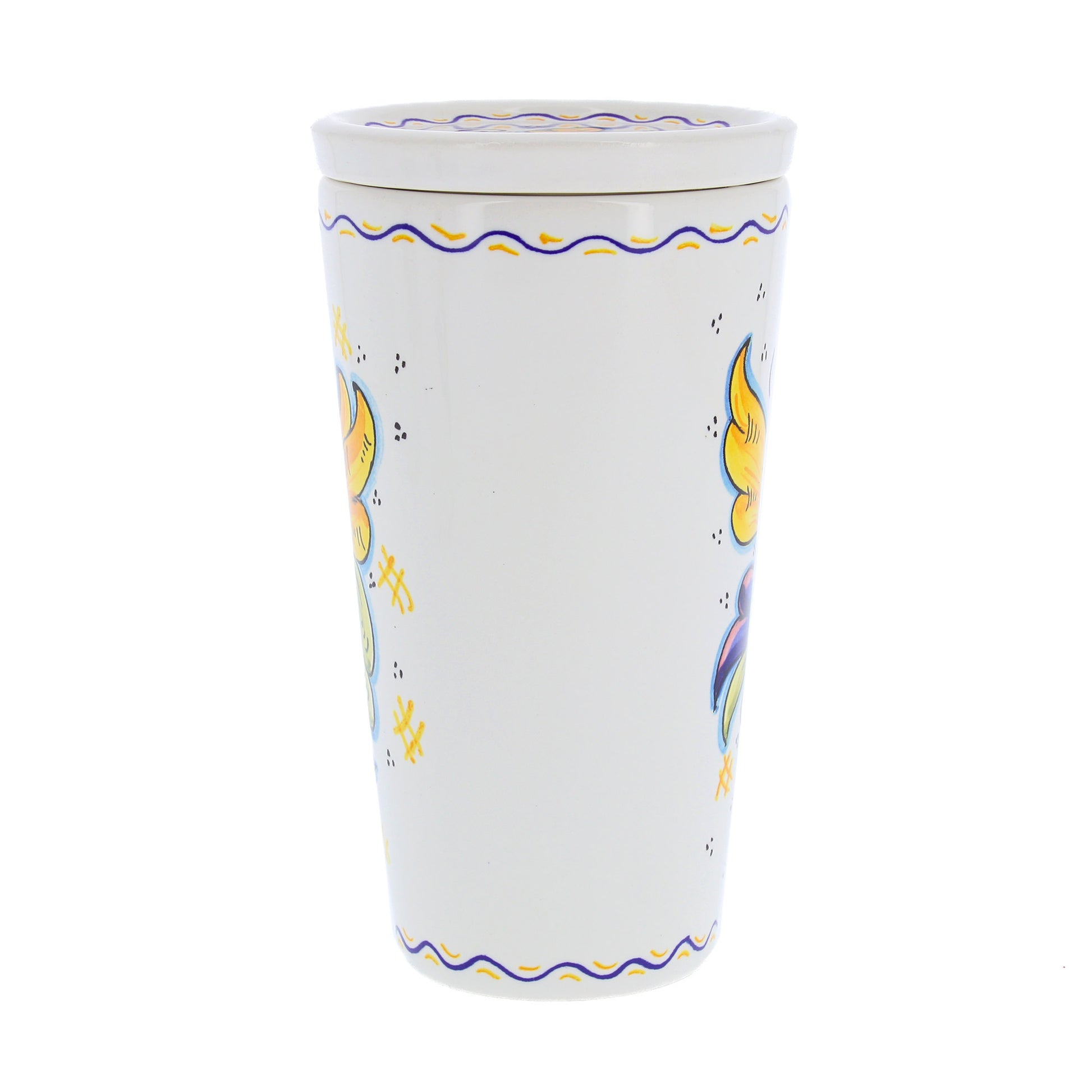 Bicchiere in ceramica completo di coperchio