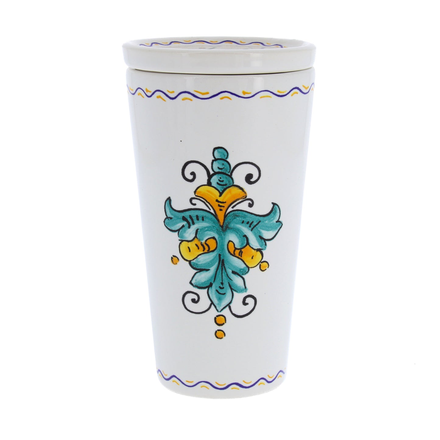 Bicchiere in ceramica completo di coperchio