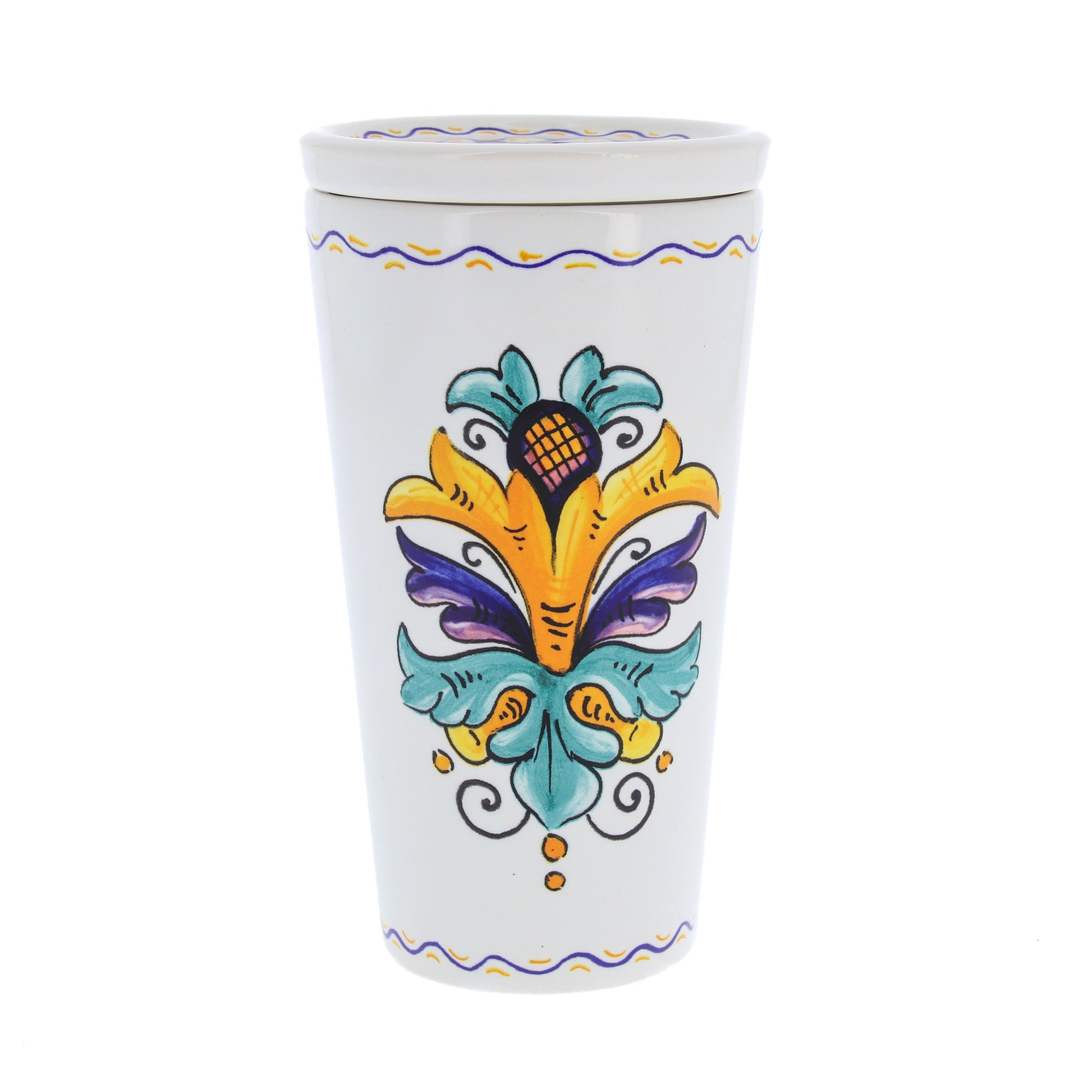 Bicchiere in ceramica completo di coperchio