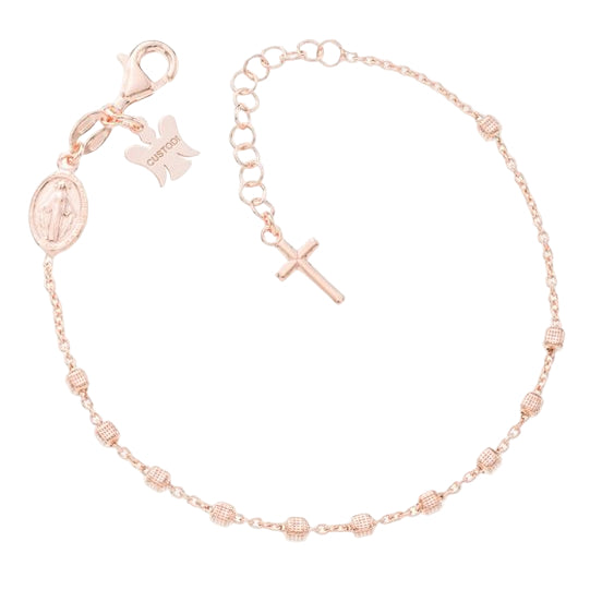 Bracciale decina acini cubetto lavorato in argento 925 rodiato. Lunghezza  17+ 3 cm