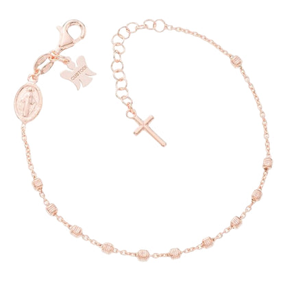 Bracciale decina acini cubetto lavorato in argento 925 rodiato. Lunghezza  17+ 3 cm