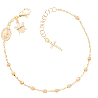 Bracciale decina acini cubetto lavorato in argento 925 rodiato. Lunghezza  17+ 3 cm